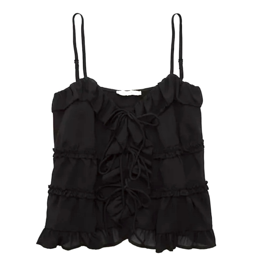 ⭐️ NWOT American Eagle Tiered Ruffle Cami Black